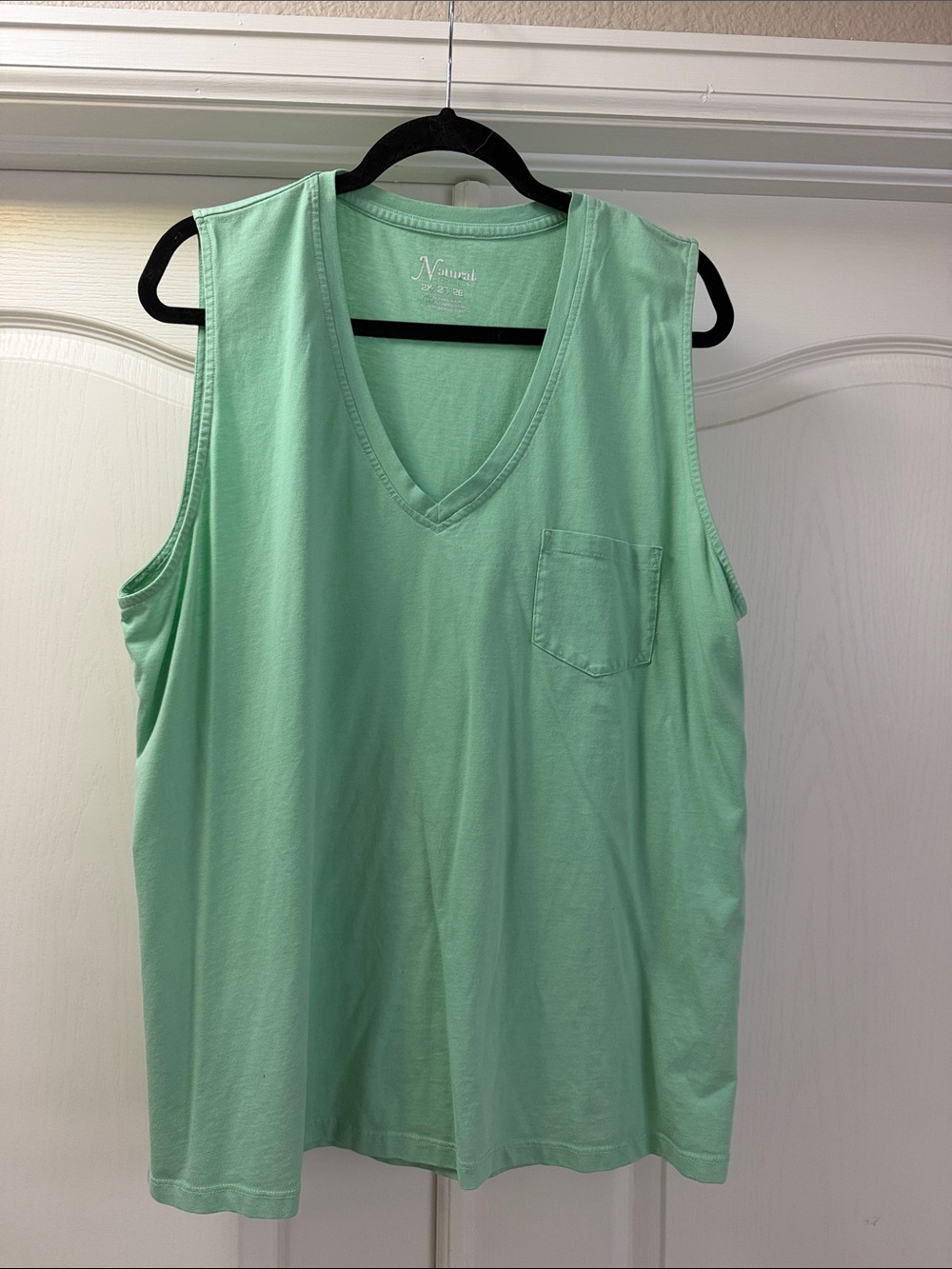 Natural Reflections Mint Green V-Neck Pocket Tank